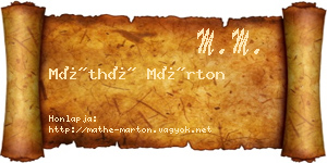 Máthé Márton névjegykártya