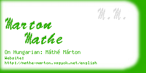 marton mathe business card