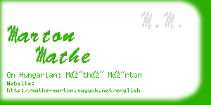 marton mathe business card